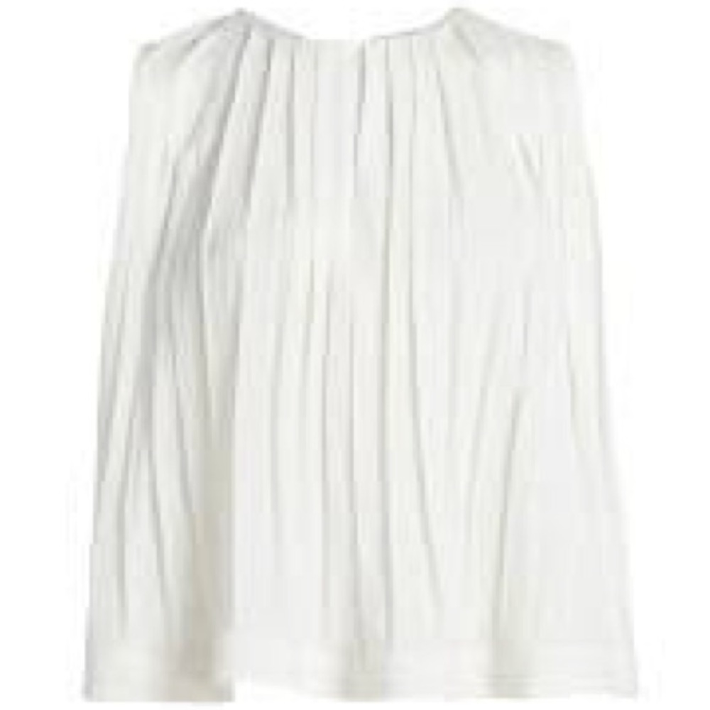 Vince White Pleated Sleeveless Blouse with Bib Collar